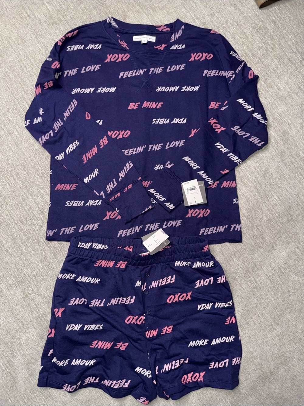 Grayson/Threads Valentine’s Day Pajama Set Small NWT XOXO Love